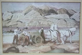 Custom Made Horse Team Print Unsigned 11 3/4in x 7 3/4in  Vintage Paper  -- Used