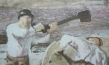 Custom Made Horse Team Print Unsigned 11 3/4in x 7 3/4in  Vintage Paper  -- Used