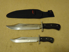 Humvee Hunting Knife Set Black/Stainless Sheaths 9in & 6 1/2in -- New