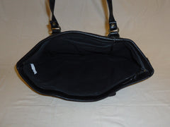 Designer Shoulder Bag Tote Leather Fabric Female Adult M Blacks Solid -- Used