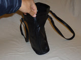 Designer Shoulder Bag Tote Leather Fabric Female Adult M Blacks Solid -- Used