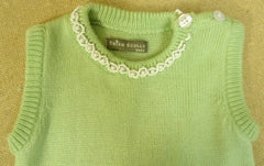 Trish Scully Girls Sweater Set with Pearls 12m Toddler Green/White -- Used