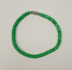 Designer Shell Bracelet Barrel Clasp 10-in Green/White -- New