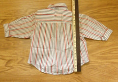 The Childrens Place Button Down Shirt Boys 0-3M Newborn Cotton Gray/Red Stripes -- Used