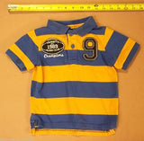 The Childrens Place Boys Shirt 24m Varsity Rugby Club Blue Orange Stripes -- Used