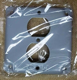 Standard 4in Square Two Gang Single Duplex Outlet Receptacle Cover Galvanized Steel -- New