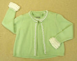 Trish Scully Girls Sweater Set with Pearls 12m Toddler Green/White -- Used