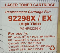 Premium Laser Toner Cartridge replacement for 92298X/EX High Yield HP Canon -- New