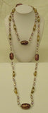 Designer Glass Bead Necklace Multicolor 52-in Earthtones -- New