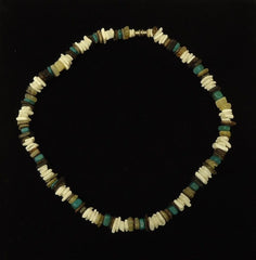 Designer Shell Necklace Barrel Clasp 17-in Ivory/Earthtones/Turquoise -- New