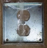 Standard 4in Square Two Gang Single Duplex Outlet Receptacle Cover Steel -- New