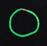 Designer Shell Bracelet Barrel Clasp 10-in Green/White -- New