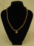 Designer Shell Charm Wood Bead Necklace Barrel Clasp 18-in Earthtone -- New