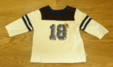 Place Long Sleeve Shirt Boys Infant 3-6M Cotton White/Blue 18 -- Used