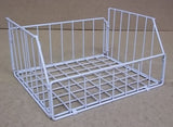 Commercial Grade Wire Bin Folding 12in x 11in x 5in White Steel Industrial Strength -- Used