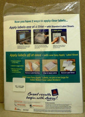 Avery 11406 Clear Label Dividers 5 Tabs 5 Sets Laser Ink Jet -- New