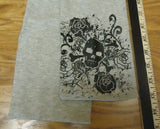 Scarf Women One Size Cotton 64in Gray With Skull Crossbones Roses -- Used