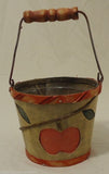 Apple Pail Planter Wood 5in x 4in With Plastic Liner -- Used