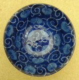 Designer Round China Bowl 6in x 6in x 2 1/2in Seashell Theme Blues -- Used