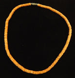 Designer Shell Necklace Barrel Clasp 18-in Orange/Ivory -- New
