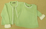 Trish Scully Girls Sweater Set with Pearls 12m Toddler Green/White -- Used