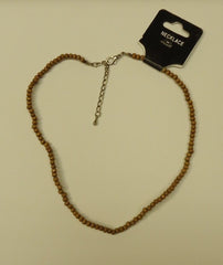 Designer Wood Bead Necklace Lobster Claw Clasp Adjuster Chain 14-16-in Earthtones -- New