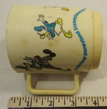 Deka Disney Micky Mouse and Friends Plastic Coffee Mug Donal Duck Goofy -- Used