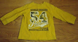 Place Long Sleeve Shirt Boys 18M Toddler Cotton Mustard World Famous 54 Pirates Basketball -- Used