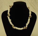 Designer Shell Necklace Barrel Clasp 18-in Ivory/Earthtones -- New