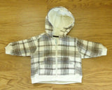 Place est 1989 Hoody Boys 3-6M Infant Cotton/Polyester Plaid White/Brown/Blue -- Used