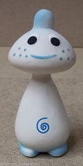 Squeaky Toy Doll 5in Tall Rubber White/Blue -- Used