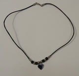 Designer Heart Charm Corded Necklace With Beads Lanyard Clasp 18-in -- New