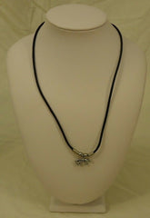 Designer Tiger Charm Necklace Lobster Claw Clasp 18-in Waxed Cotton Cord Black/Silver -- New