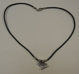 Designer Wolf Charm Necklace Waxed Cotton Cord Lobster Claw Clasp 18-in -- New