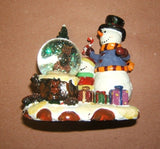 Christmas Waterglobe Snowmen Chipmunks Presents 5in x 4in x 4in -- Used