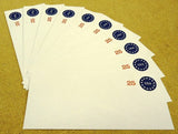 USPS Scott U615 25c Envelopes Round Design Stars & USA Lot of 10 Blue Red -- New