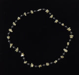 Designer Shell Hematite Necklace Barrel Clasp 18-in Ivory/Charcoal