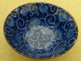 Designer Round China Bowl 6in x 6in x 2 1/2in Seashell Theme Blues -- Used