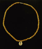 Designer Shell Charm Wood Bead Necklace Barrel Clasp 18-in Earthtone -- New