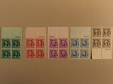 USPS Scott 859-63 1940 American Authors Lot Of 5 Plate Block 20 Stamps -- New