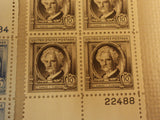 USPS Scott 859-63 1940 American Authors Lot Of 5 Plate Block 20 Stamps -- New
