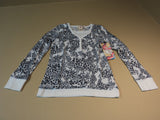 OP Henley 2Fer Top Cotton Polyester Female Kids Large 10/12 Grays Paisley -- New With Tags