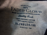 Faded Glory T-Shirt Football Logo 100% Organic Cotton Male Kids XL 14-16 Grays -- New No Tags
