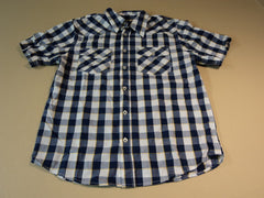 Faded Glory Shirt Button Down Collar Male Kids XL 14-16 Blues Plaids & Checks -- New With Tags