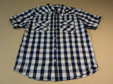 Faded Glory Shirt Button Down Collar Male Kids XL 14-16 Blues Plaids & Checks -- New With Tags