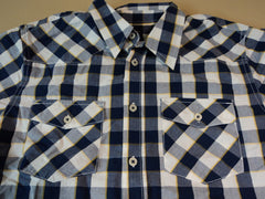 Faded Glory Shirt Button Down Collar Male Kids XL 14-16 Blues Plaids & Checks -- New With Tags
