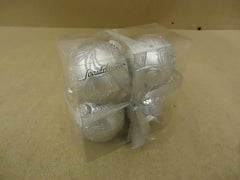 Designer Hanging Balls Decorative 3in Diameter Silver Box of 4 Glass -- New