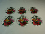 Designer 6-Inch Round Sun Catchers Set of 6 Multicolor Flowers Glass -- New