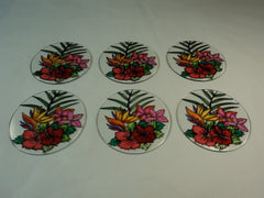 Designer 6-Inch Round Sun Catchers Set of 6 Multicolor Flowers Glass -- New