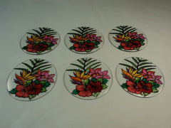 Designer 6-Inch Round Sun Catchers Set of 6 Multicolor Flowers Glass -- New